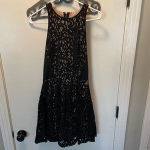 Black lace razorback LBD
